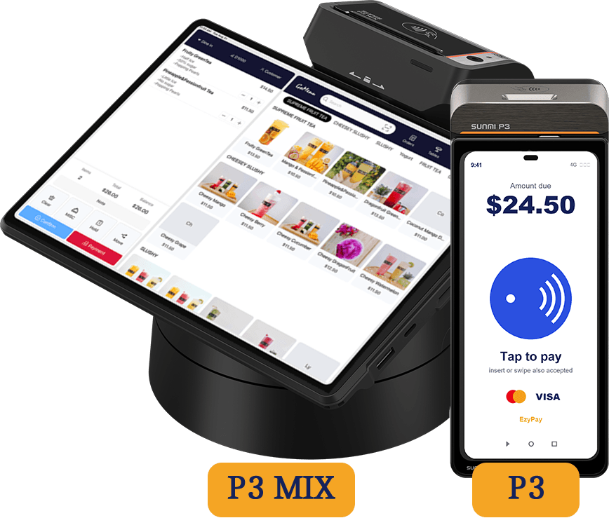 Sunmi P3 MIX and P3 smart POS devices